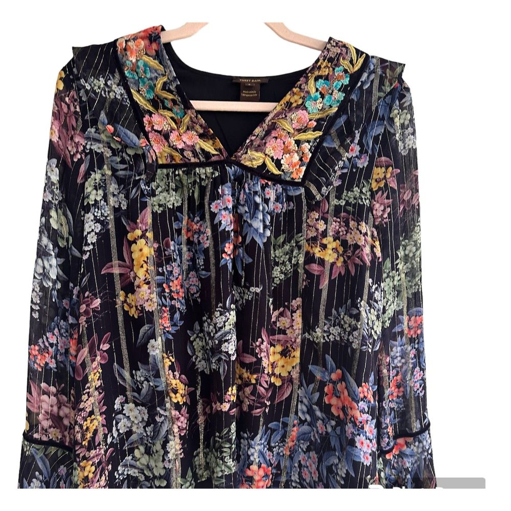 Anthropologie VINEET BAHL Floral Embroidered Blouse Size Small